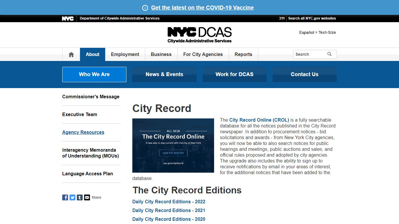City Record - Department of Citywide Administrative Services
